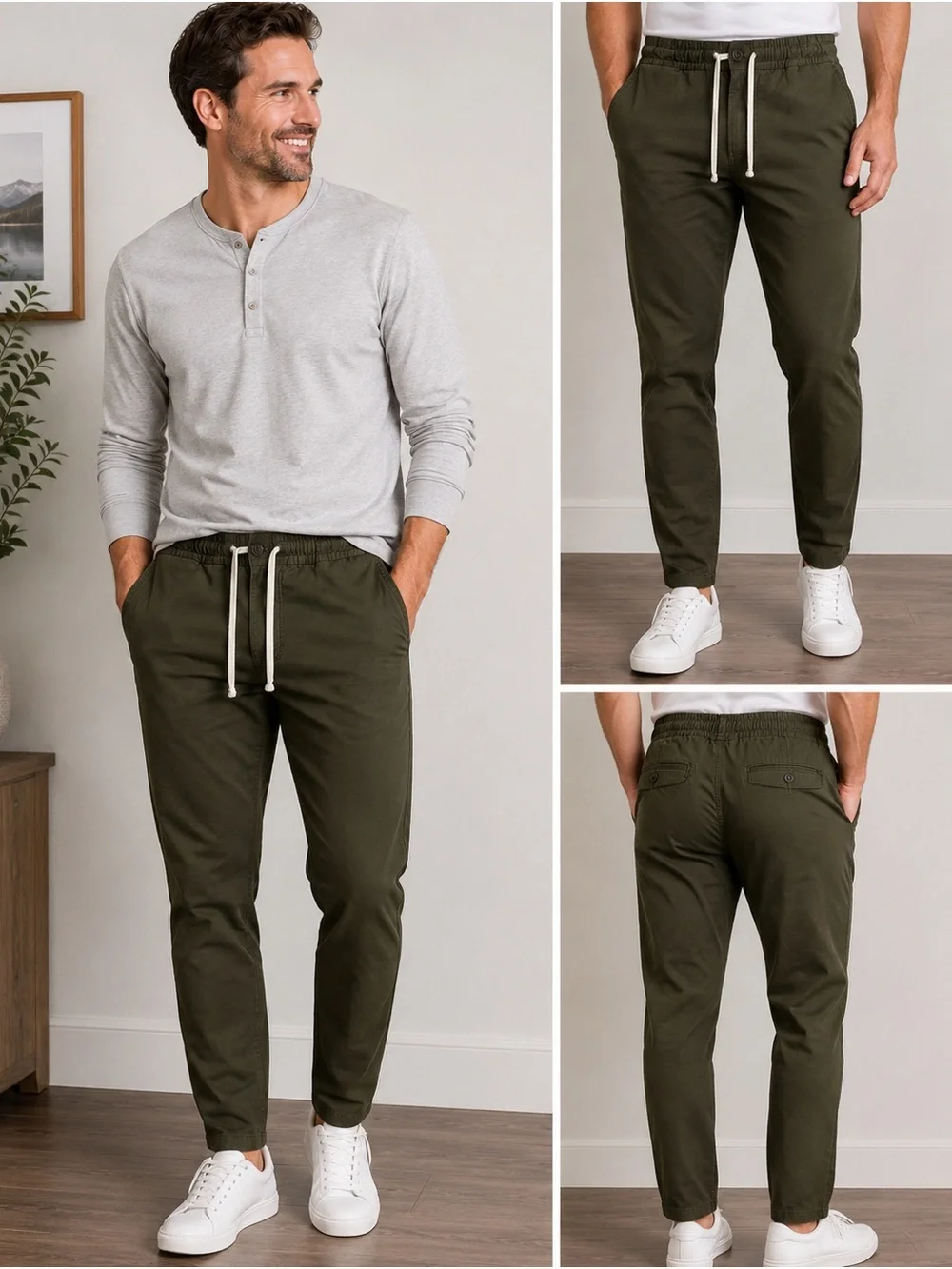 J. Crew Men's Olive Drawstring Joggers